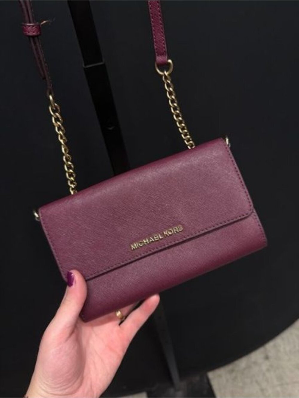 Michael Kors Burgundy Saffiano Wallet Crossbody Bag